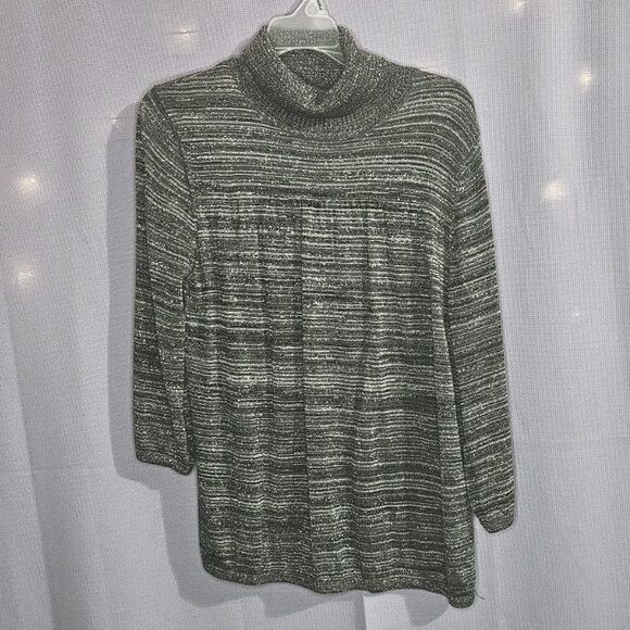 Style & Co., Black, Silver, Top, Size: L - Picture 2 of 4